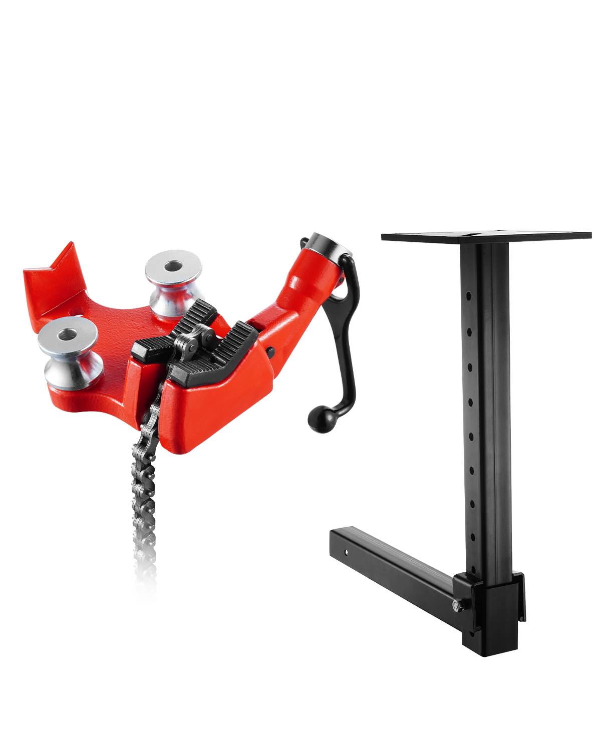 Vevor - VEVOR Étau à chaîne pour tuyaux 3,175–127 mm, chaîne 660 mm, base fonte, support attelage réglable 9 niveaux, compatible récepteurs 50 x 50 mm. - Image 1