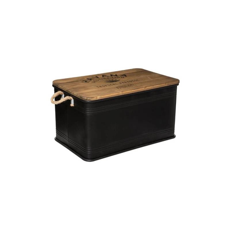 Lot de 3 malles métal noir plateau bois Atmosphera - Imagen 2