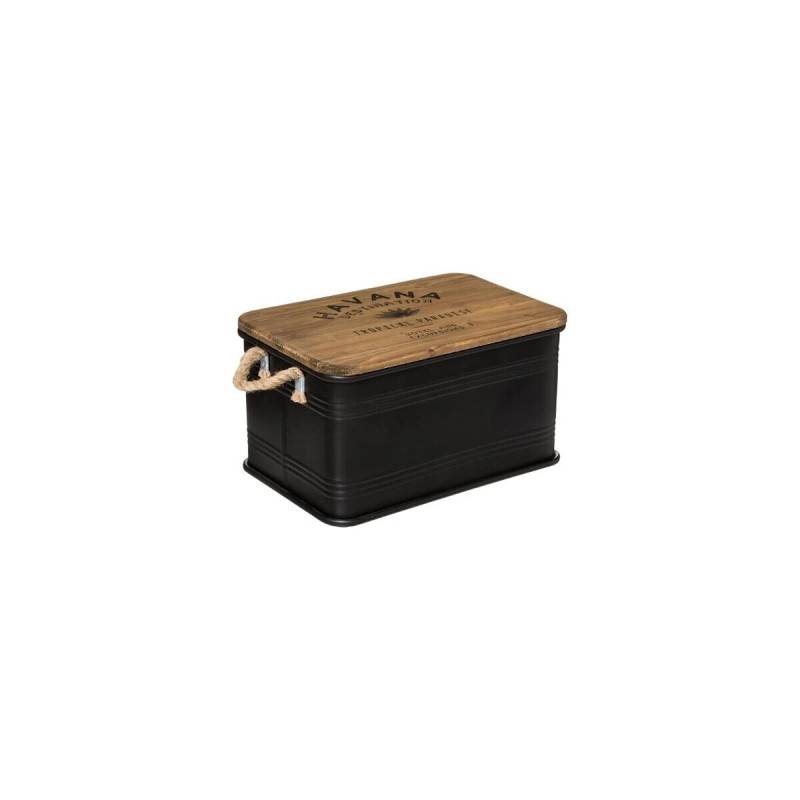 Lot de 3 malles métal noir plateau bois Atmosphera - Imagen 4