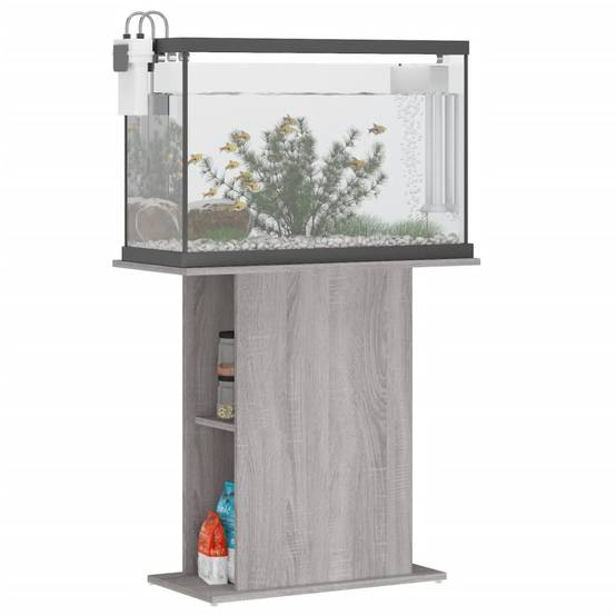 Support Aquarium Bois Ingénierie avec Étagères de Rangement Sonoma Gris - ComfortXL Outdoor Living - Image 3