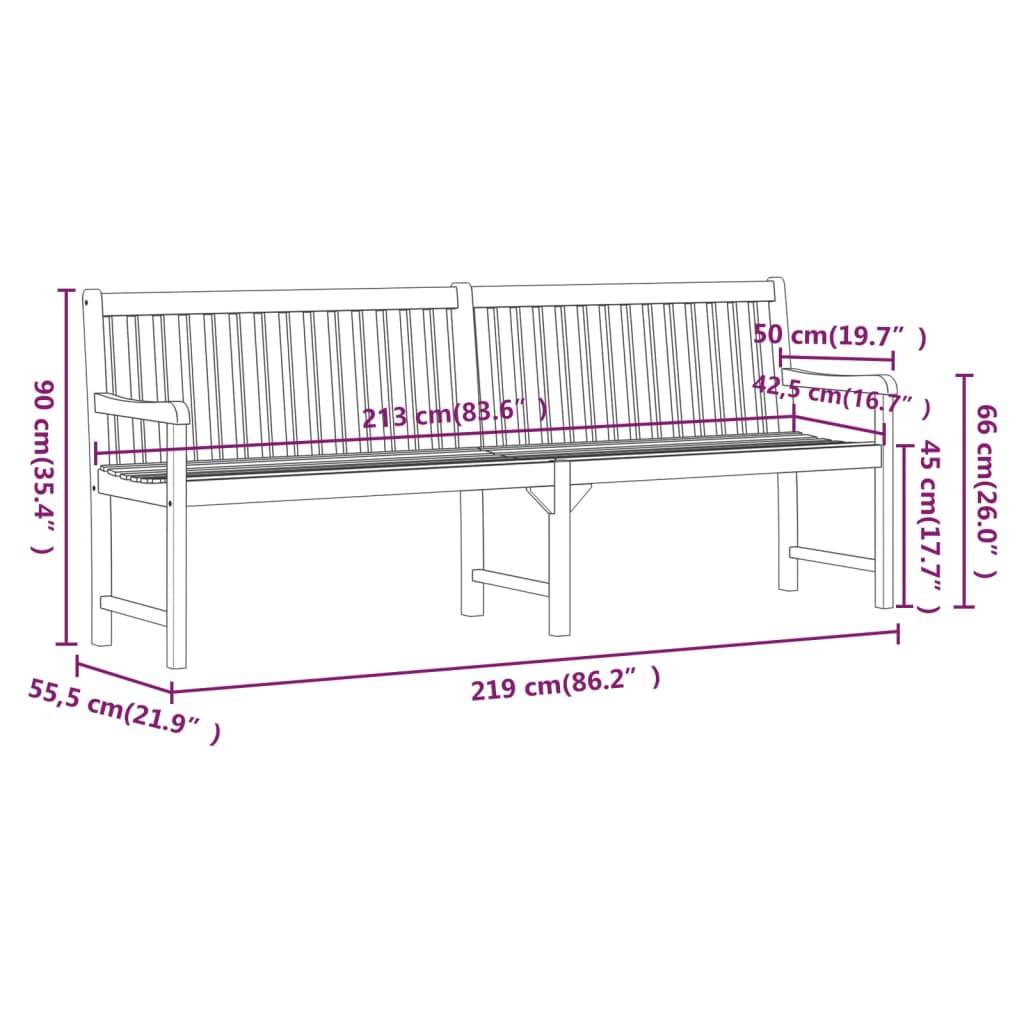PANGIVO - Banc de jardin bois d'acacia naturel 219 x 55.5 x 90 cm - PANGIVO - Image 7