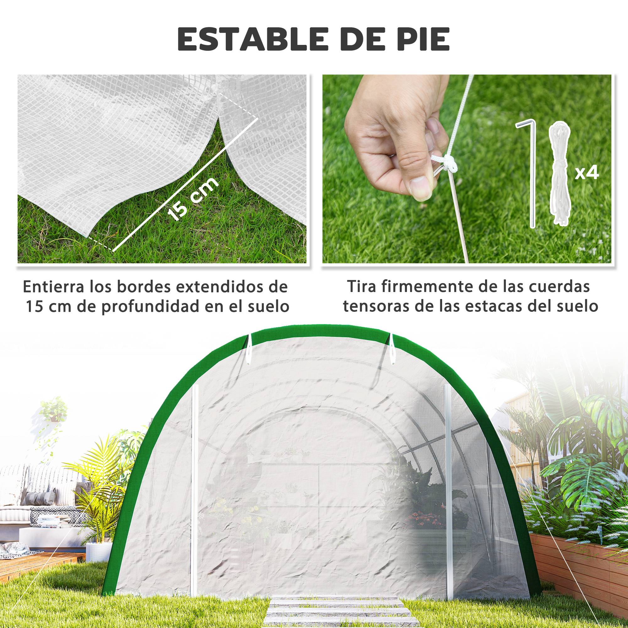 Très Grande Serre Tunnel 18m² Acier Galvanisé 8 Fenêtres pour Potager 6x3x2 m Blanc - ComfortXL Outdoor Living - Image 8