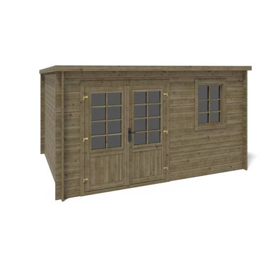 Altanka - Abri de jardin en bois - 12m2 - 4x3m - Traité - Ep. 28mm - Couleur: vert - DOM381 - ALTANKA - Image 2
