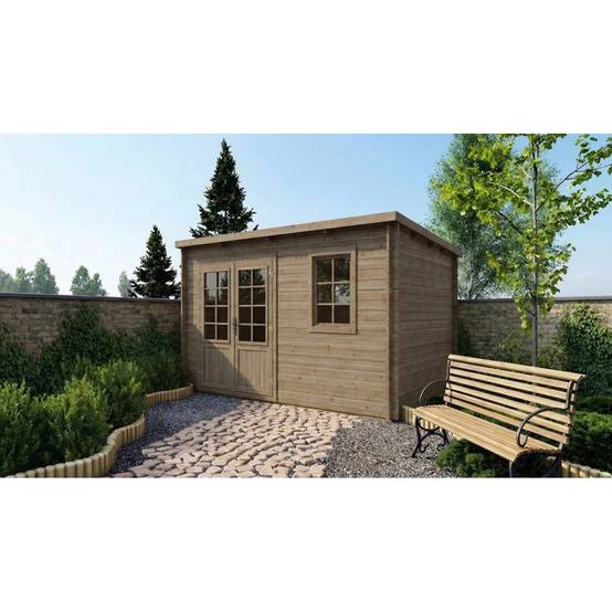 Altanka - Abri de jardin en bois - 12m2 - 4x3m - Traité - Ep. 28mm - Couleur: vert - DOM381 - ALTANKA - Image 1