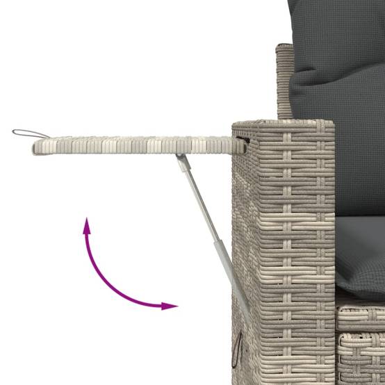 Canapé Extérieur 2 Places Résine Gris Clair Tablette Rabattable Coussins Foncés – ComfortXL Outdoor Living - Image 8