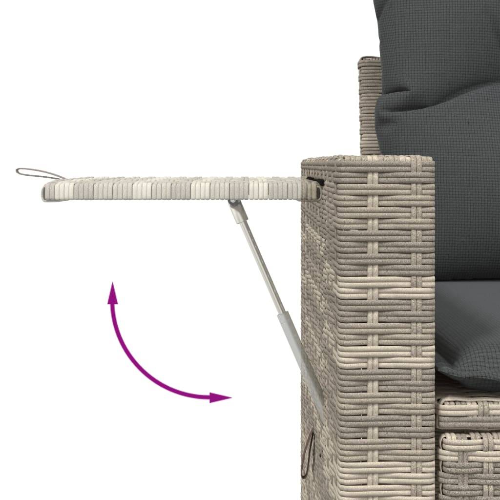 Canapé Extérieur 2 Places Résine Gris Clair Tablette Rabattable Coussins Foncés – ComfortXL Outdoor Living - Image 8