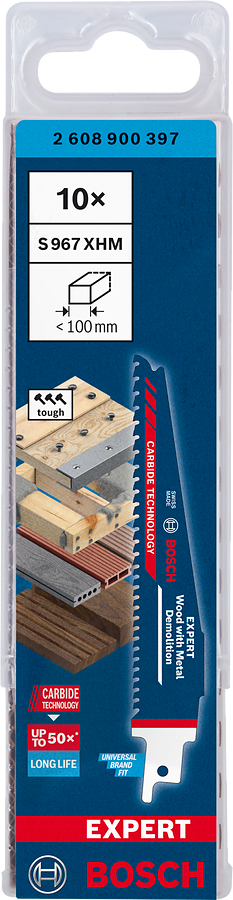 Bosch Professional - 10 Lames de scie sabre Expert Carbure Démolition bois et métal S 967 XHM - 150 mm - BOSCH - 2608900397 - Imagen 2