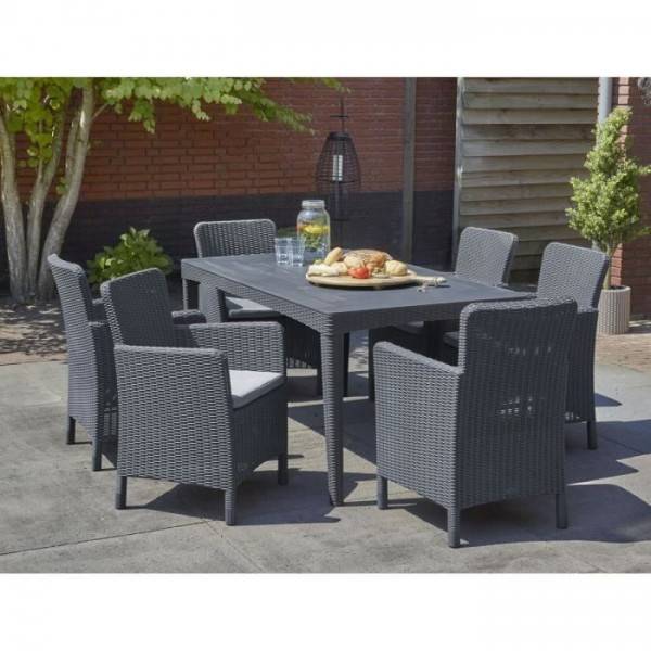 Table de jardin - rectangulaire - gris graphite - en résine - 6 personnes - Girona - Allibert by KETER - Image 4