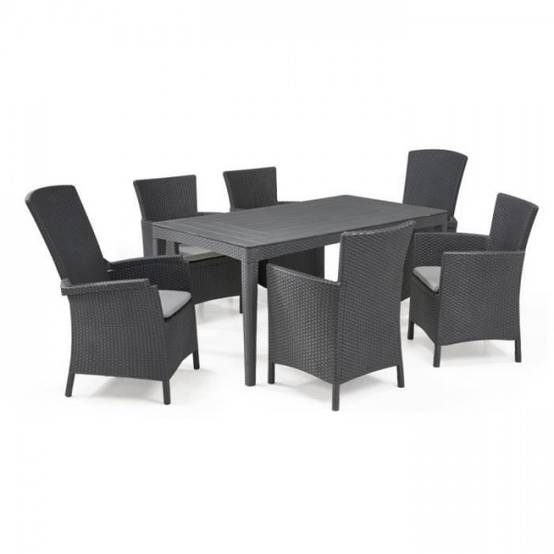 Table de jardin - rectangulaire - gris graphite - en résine - 6 personnes - Girona - Allibert by KETER - Image 2