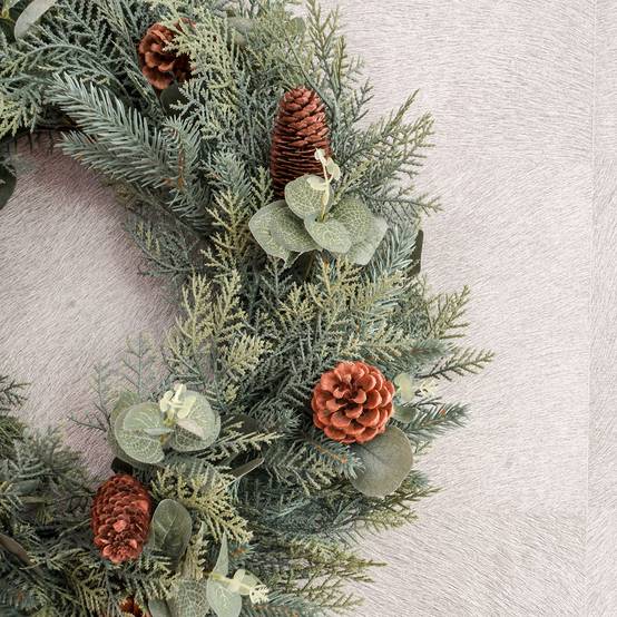 Couronne de Noël artificielle Ø45 cm - style evergreens - Little Grove - Image 4