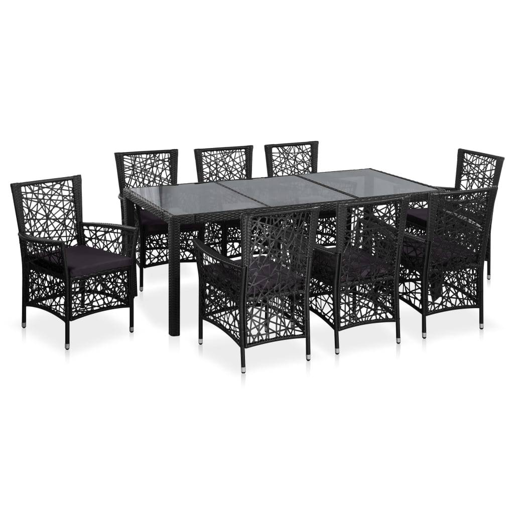 Vidaxl - Ensemble à manger d'extérieur 9 pcs Résine tressée Noir vidaXL 44086 - Imagen 1