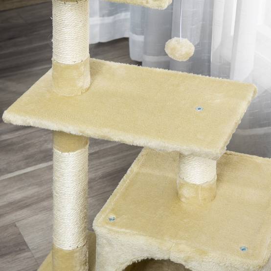 Arbre à chat sisal et peluches beige 50 x 30 x 81.5 cm - PANGIVO - Image 10