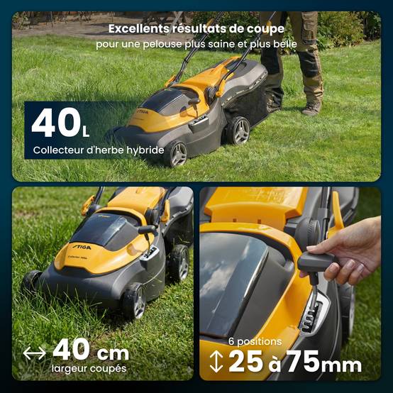 Stiga - Tondeuse Collector 140e Kit, panier 40L, 2 batteries 20V (4Ah), max. 350m² - STIGA - Image 2