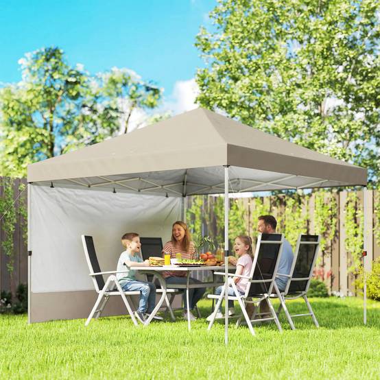 ComfortXL - Tonnelle Pliante Pop-Up Métal Oxford Pique-Nique Paroi Ajustable 3x3m Beige - ComfortXL Outdoor Living - Image 3