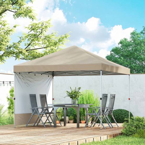 ComfortXL - Tonnelle Pliante Pop-Up Métal Oxford Pique-Nique Paroi Ajustable 3x3m Beige - ComfortXL Outdoor Living - Image 4