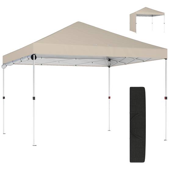 ComfortXL - Tonnelle Pliante Pop-Up Métal Oxford Pique-Nique Paroi Ajustable 3x3m Beige - ComfortXL Outdoor Living - Image 2