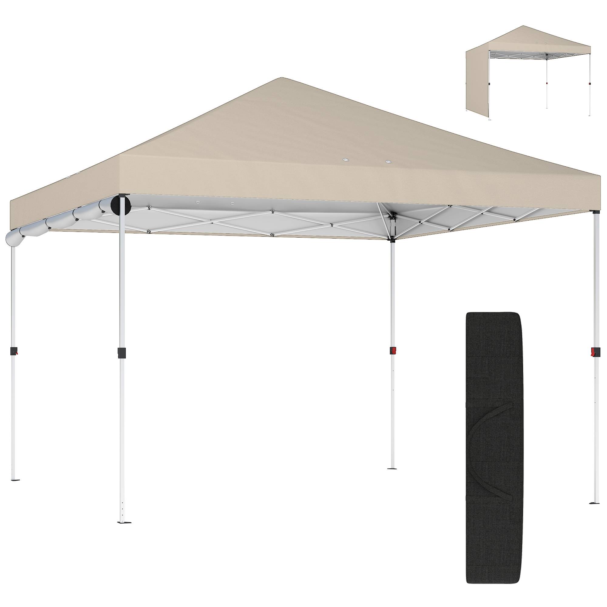 ComfortXL - Tonnelle Pliante Pop-Up Métal Oxford Pique-Nique Paroi Ajustable 3x3m Beige - ComfortXL Outdoor Living - Image 2
