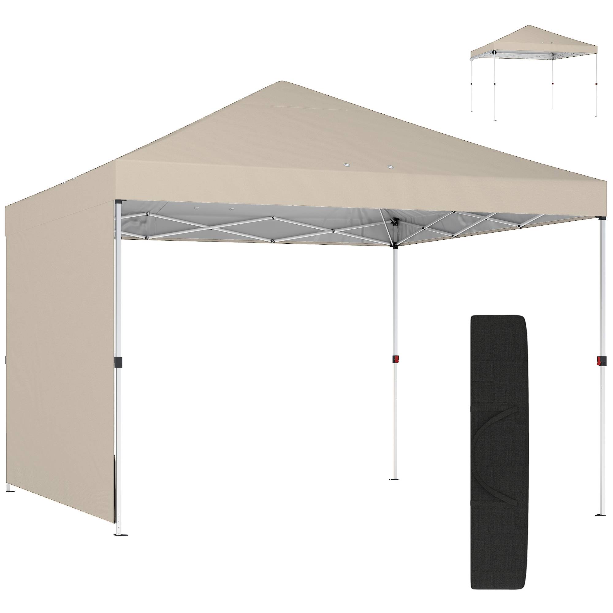 ComfortXL - Tonnelle Pliante Pop-Up Métal Oxford Pique-Nique Paroi Ajustable 3x3m Beige - ComfortXL Outdoor Living - Image 1