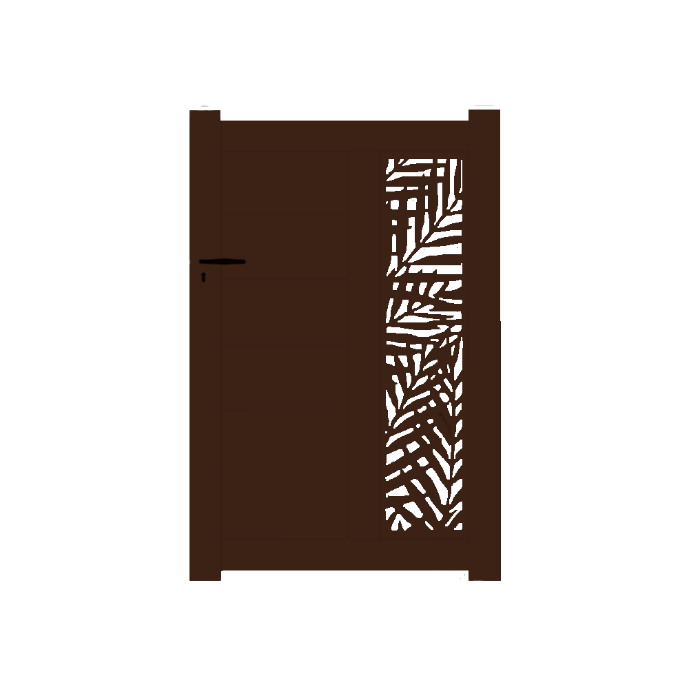 Portail Packit - Portillon alu découpe laser en kit dim. L.1000 (entre piliers) x H.1500 mm  Marron (RAL 1247)