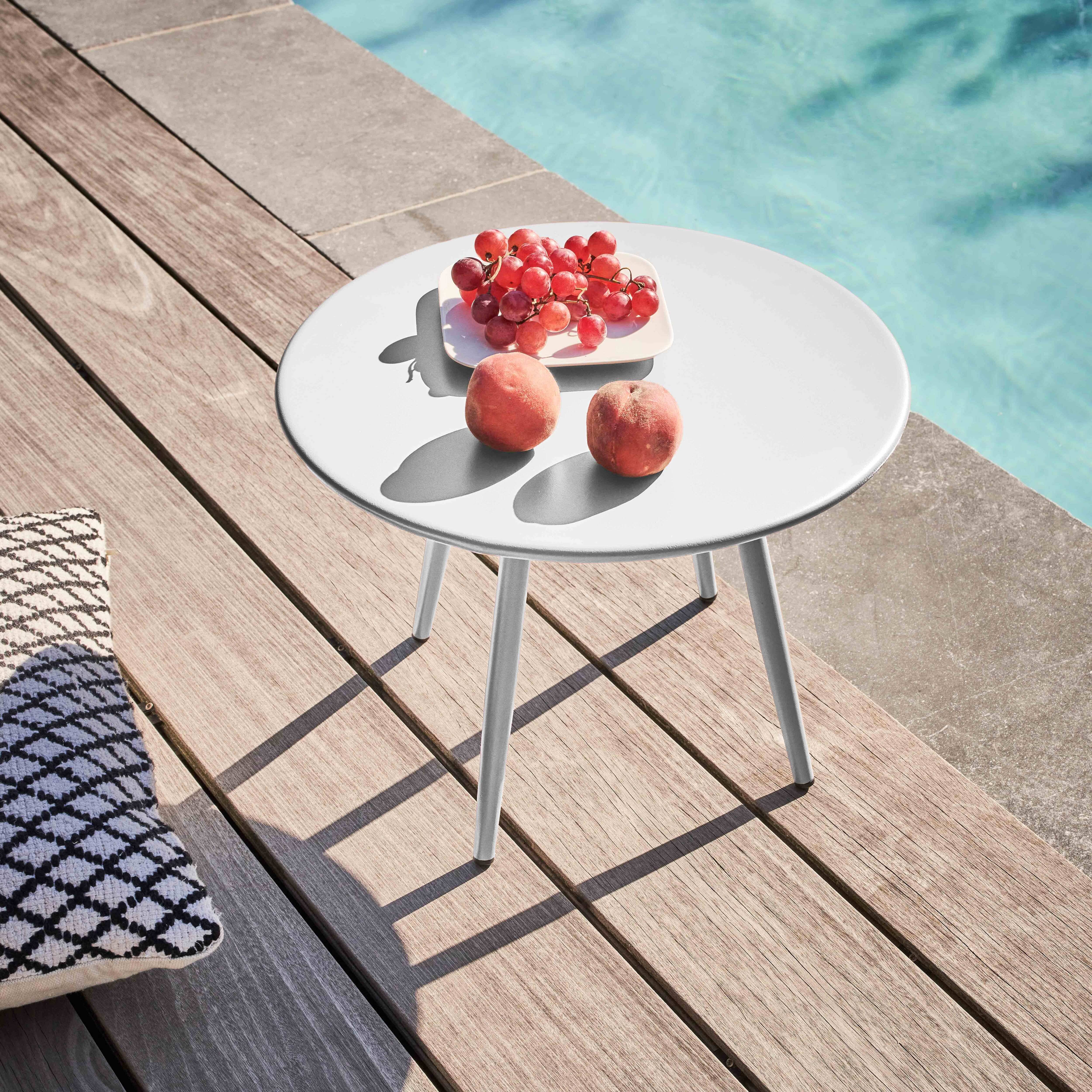 Oviala - Table basse de jardin ronde en métal blanc 40 cm Palavas - Oviala - Imagen 2