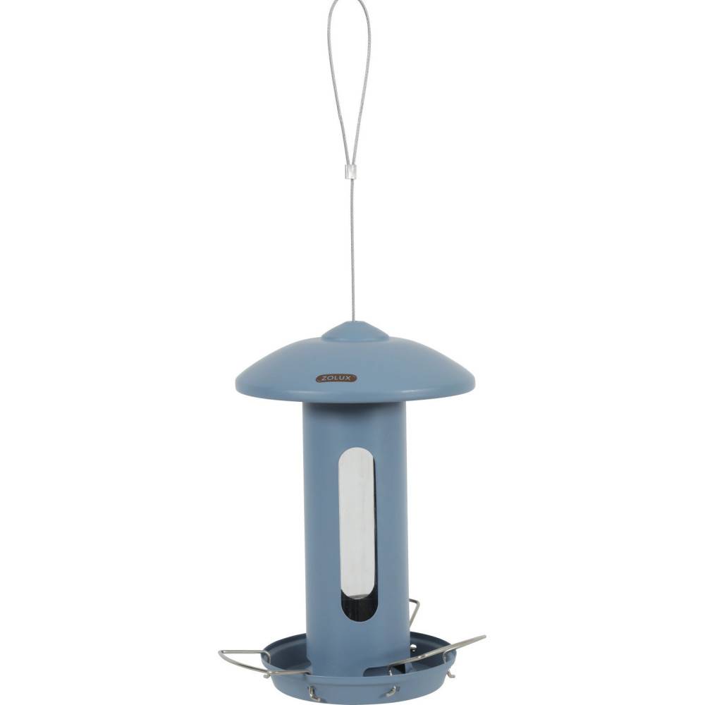 Mangeoire solo métal bleu H total 44 cm pour oiseaux - Image 2