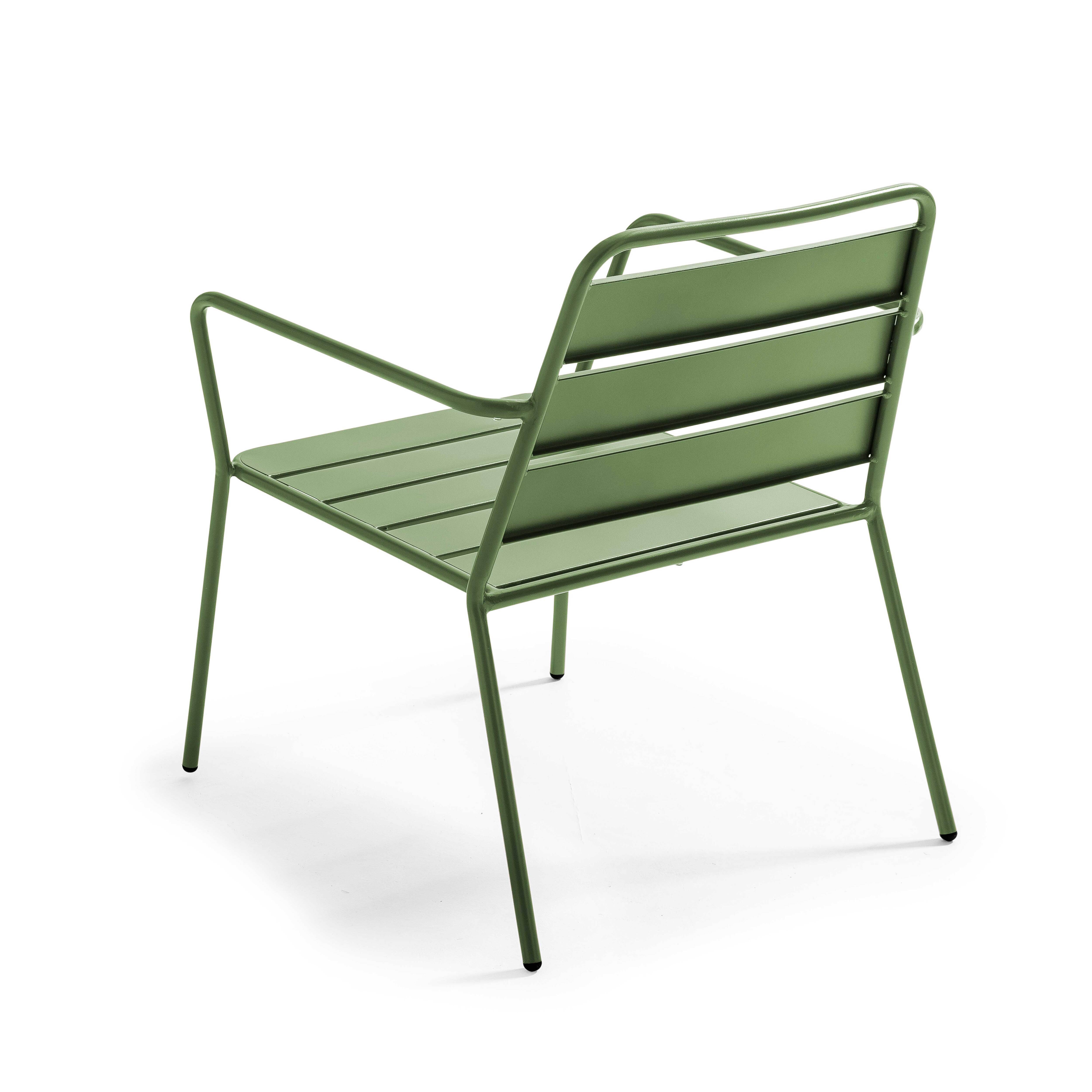 Oviala - Fauteuil bas de jardin en métal vert cactus Palavas - Oviala - Imagen 4