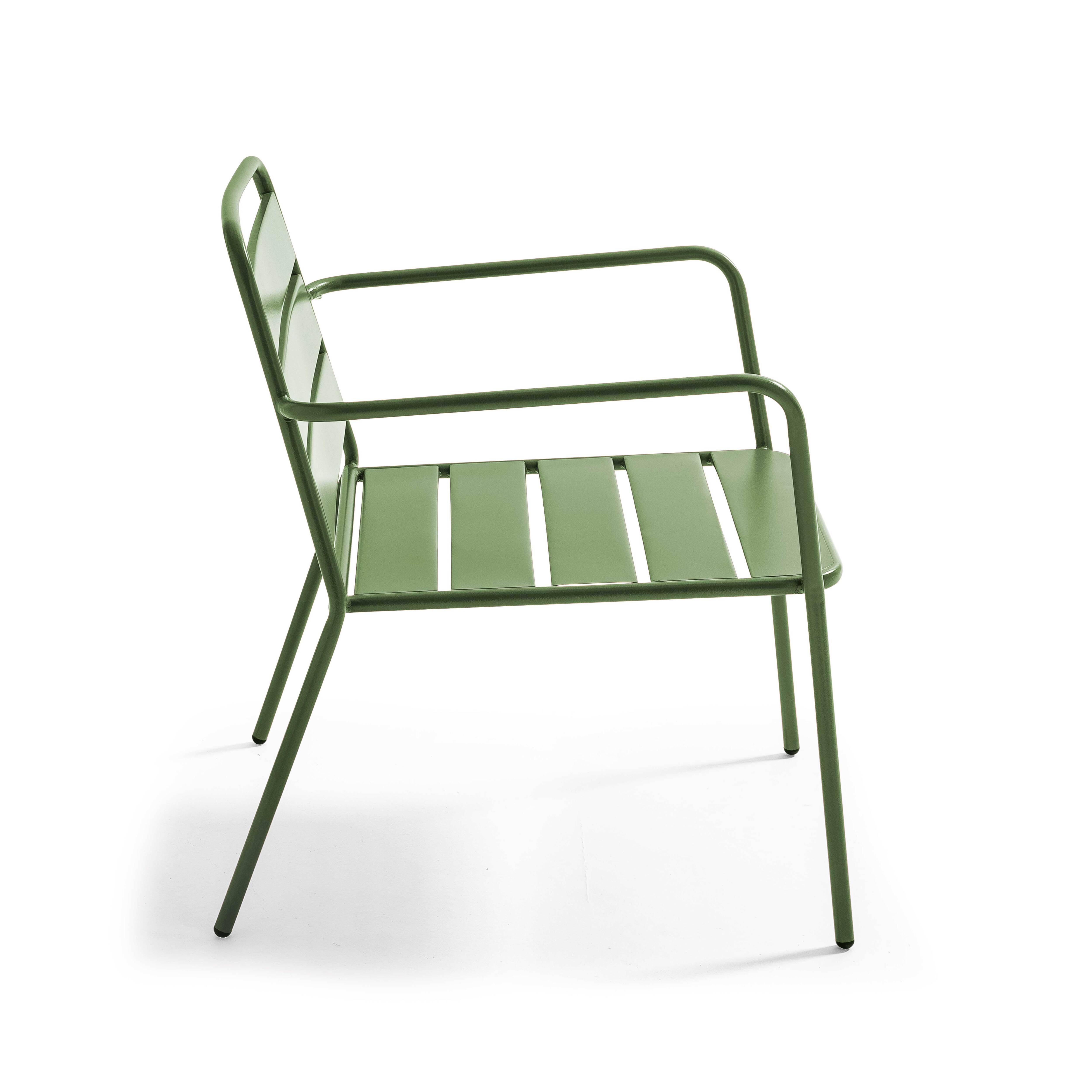 Oviala - Fauteuil bas de jardin en métal vert cactus Palavas - Oviala - Imagen 3