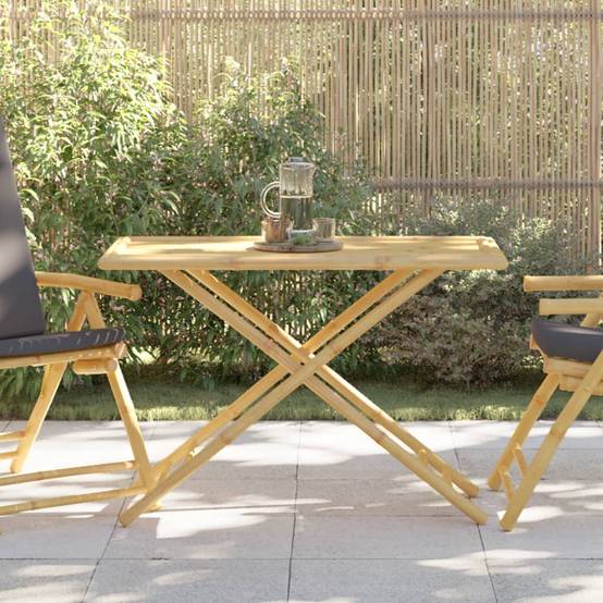 Table de Repas Pliable en Bambou 110x55 cm, Table de Jardin Rectangulaire 4 Personnes – ComfortXL Outdoor Living - Image 1