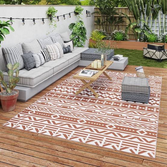 Tapis Extérieur Polypropylène Terrasse Camping Imperméable Rouge Blanc 182x274cm - ComfortXL Outdoor Living - Image 4