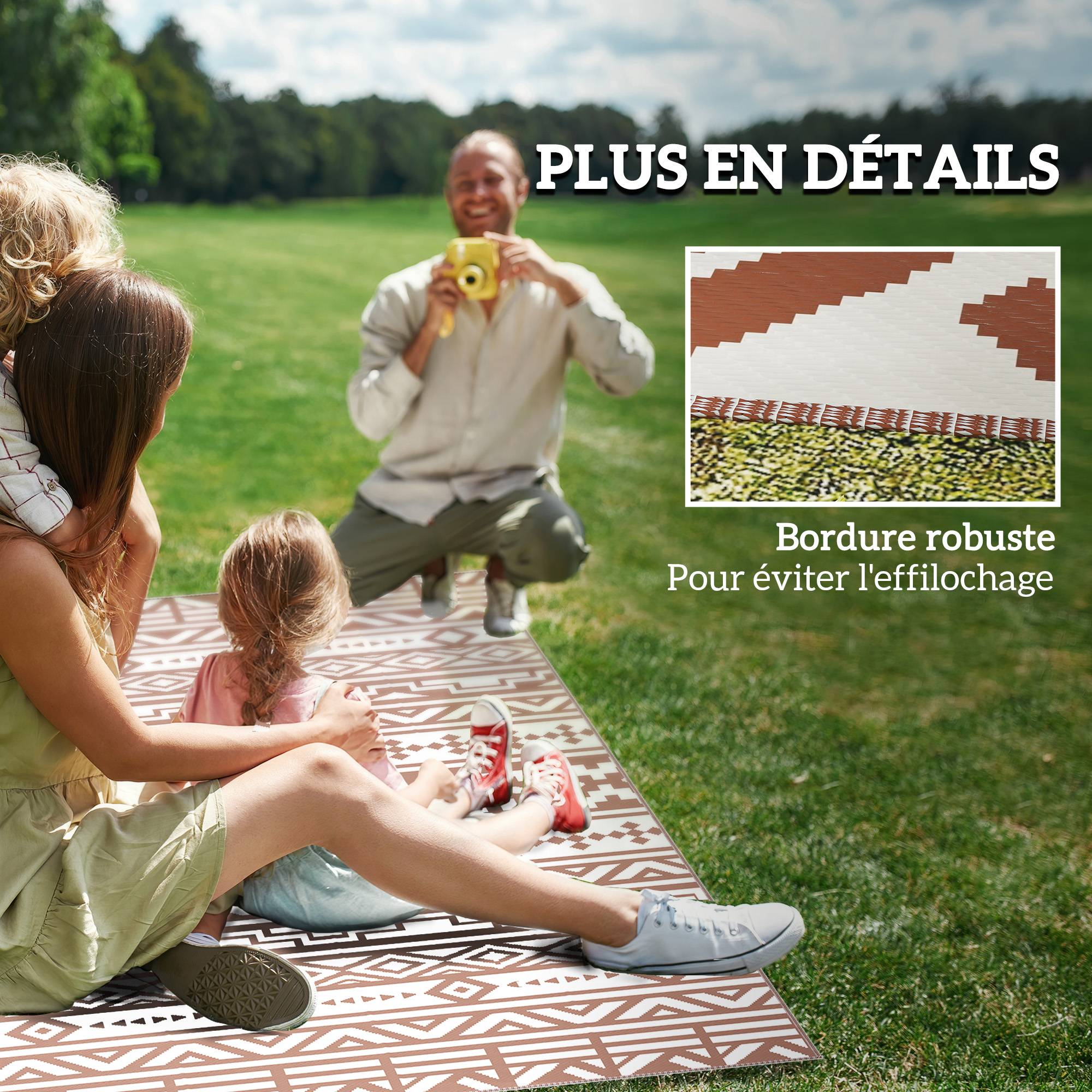 Tapis Extérieur Polypropylène Terrasse Camping Imperméable Rouge Blanc 182x274cm - ComfortXL Outdoor Living - Image 10