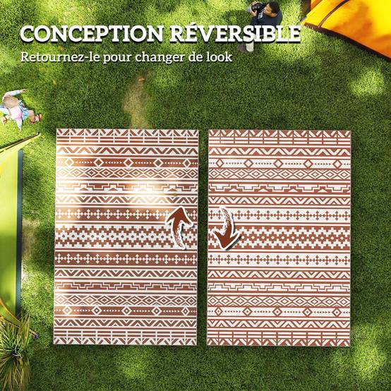Tapis Extérieur Polypropylène Terrasse Camping Imperméable Rouge Blanc 182x274cm - ComfortXL Outdoor Living - Image 9