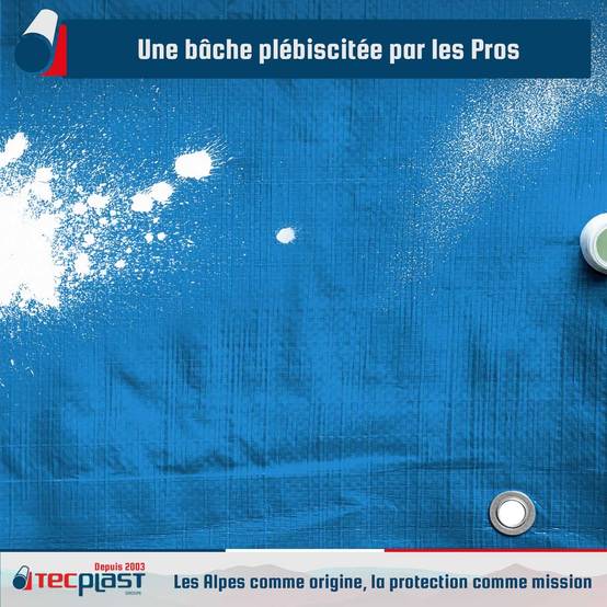 Bâche Peinture 4x5 m SR150PE Bleue et Verte - Haute Qualité - Bâche de protection Peinture pour sol et meuble TECPLAST - Image 2