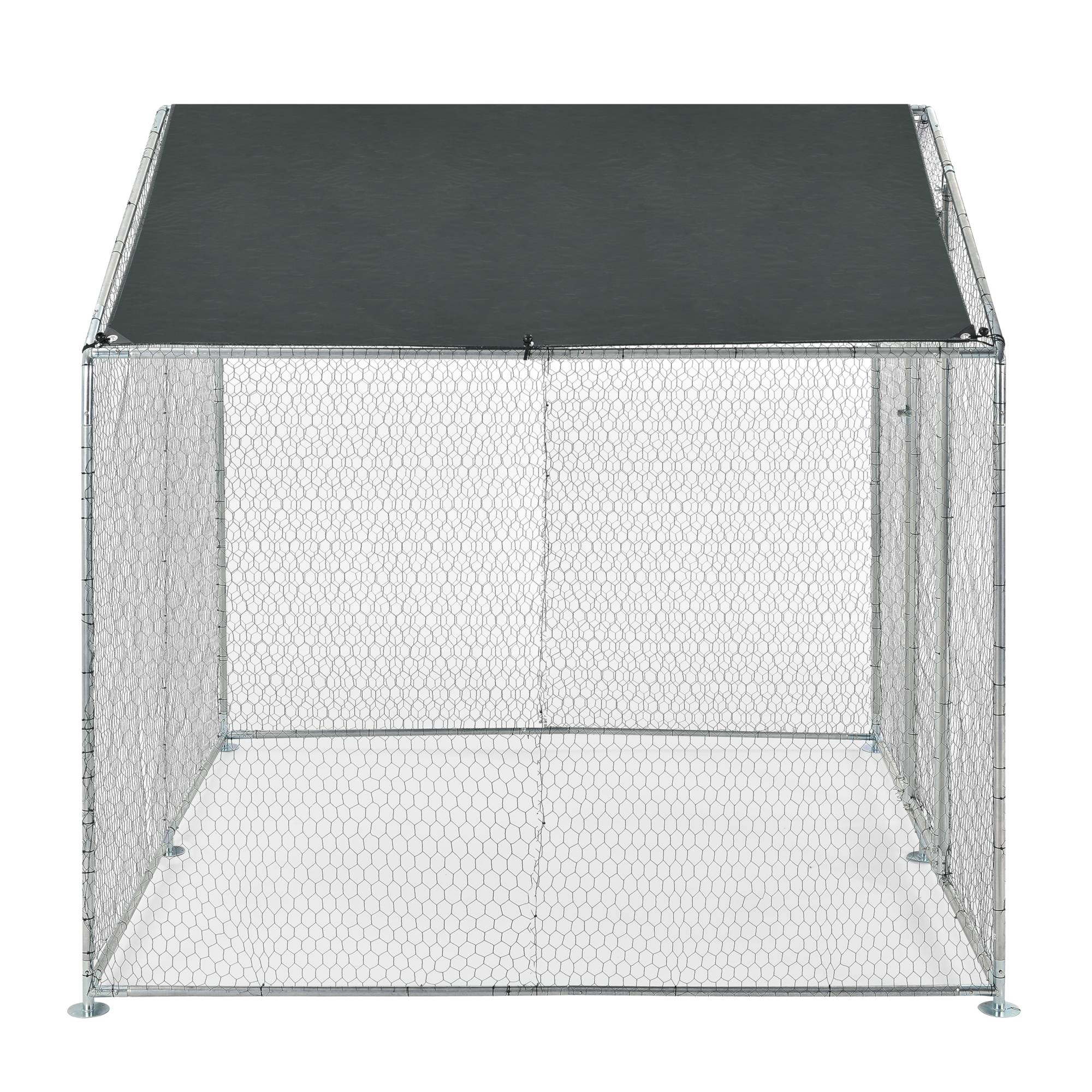 Pro.Tec - Enclos Extérieur Wels Volière Acier Galvanisé 2 x 2 x 2 m Argent Vert Foncé [pro.tec] - Imagen 5