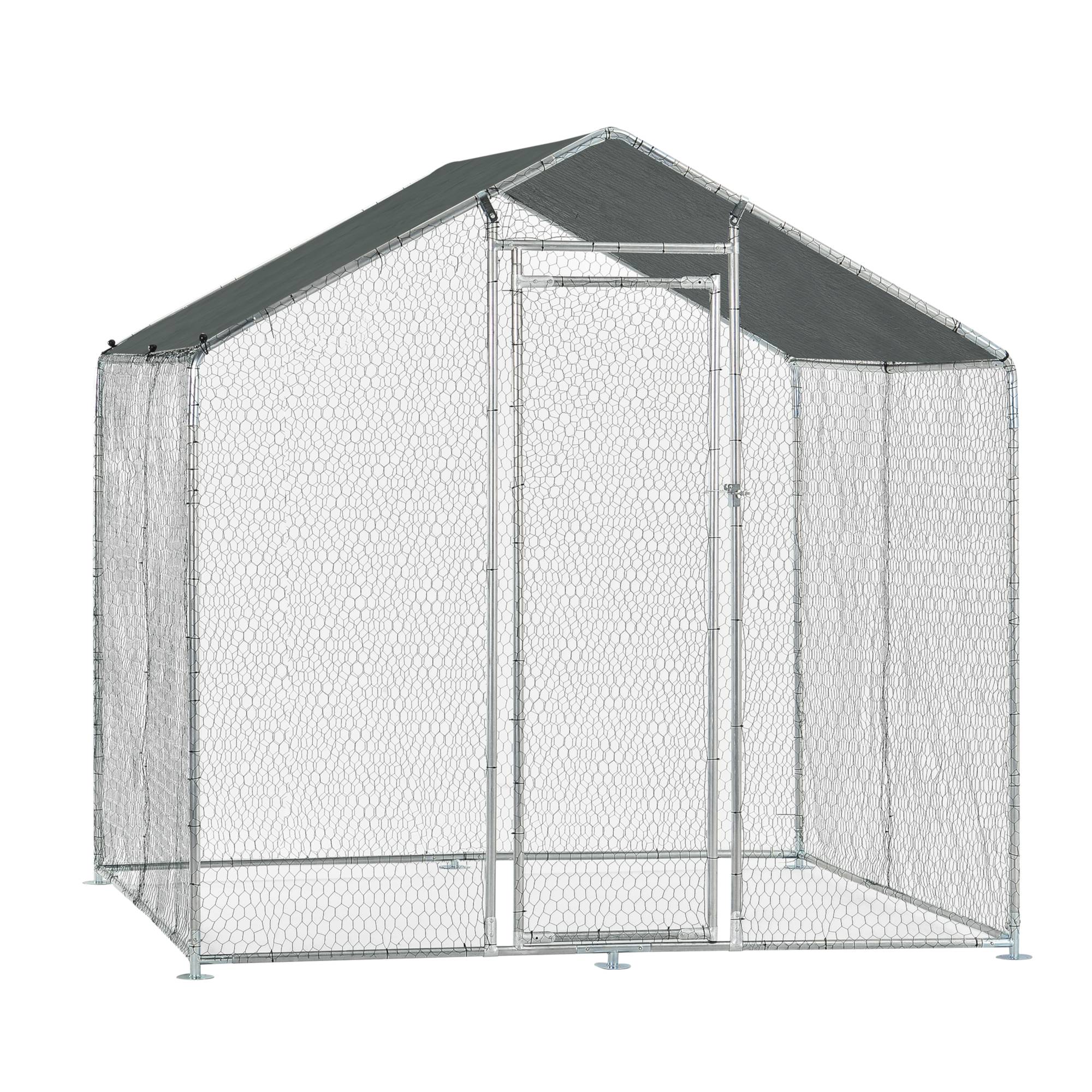 Pro.Tec - Enclos Extérieur Wels Volière Acier Galvanisé 2 x 2 x 2 m Argent Vert Foncé [pro.tec] - Imagen 3