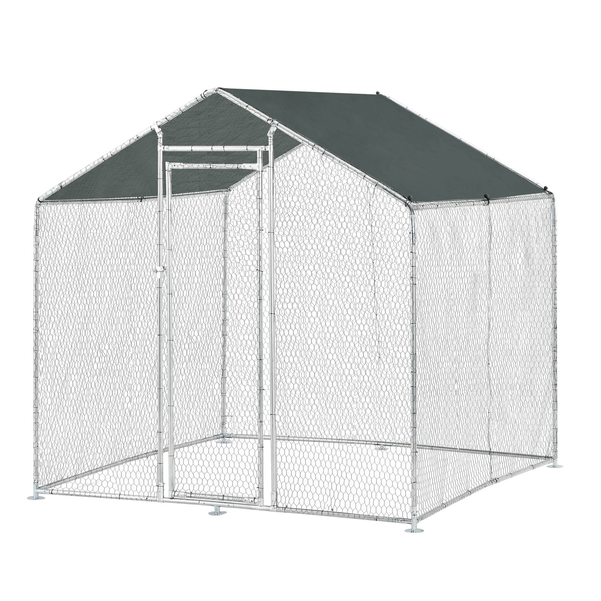 Pro.Tec - Enclos Extérieur Wels Volière Acier Galvanisé 2 x 2 x 2 m Argent Vert Foncé [pro.tec] - Imagen 1