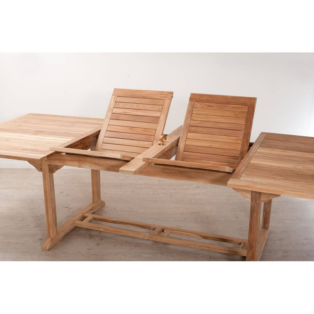 Macabane - FUN - Ensemble de jardin table bois teck 6 chaises / 2 fauteuils gris - Imagen 4