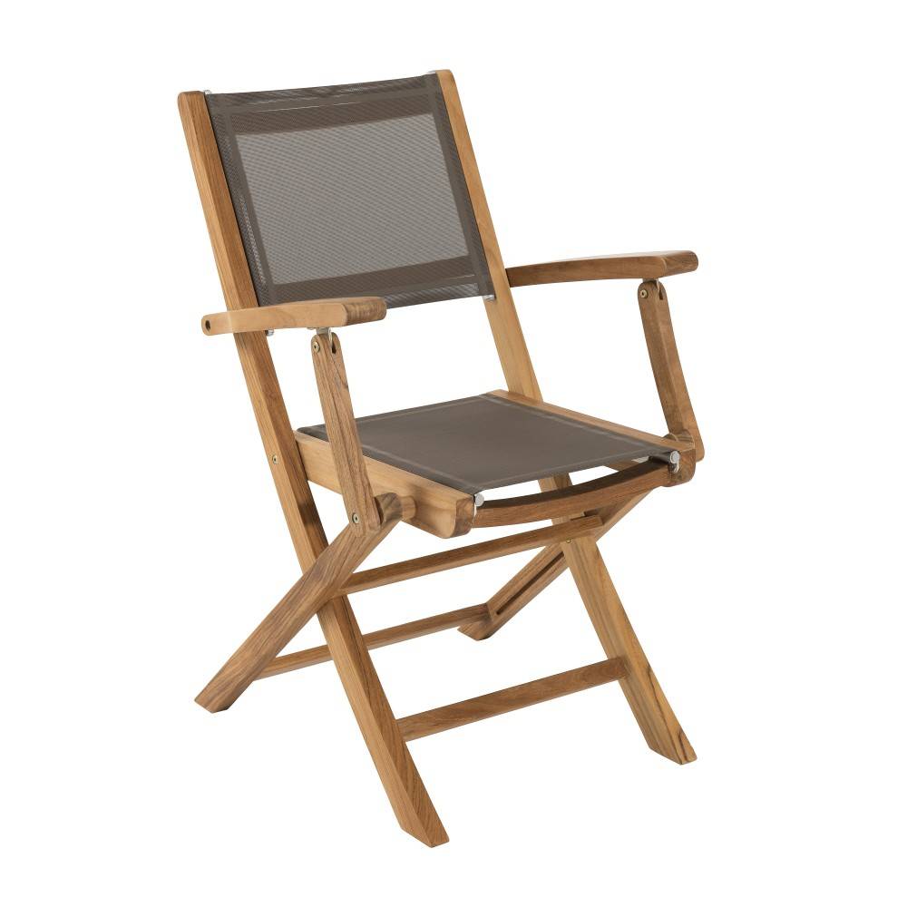 Macabane - FUN - Ensemble de jardin table bois teck 6 chaises / 2 fauteuils gris - Imagen 8