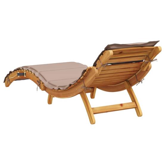 Bain de soleil - Transat avec coussin taupe bois d'acacia solide HL114 - Image 5