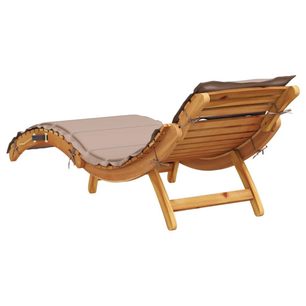 Bain de soleil - Transat avec coussin taupe bois d'acacia solide HL114 - Image 5