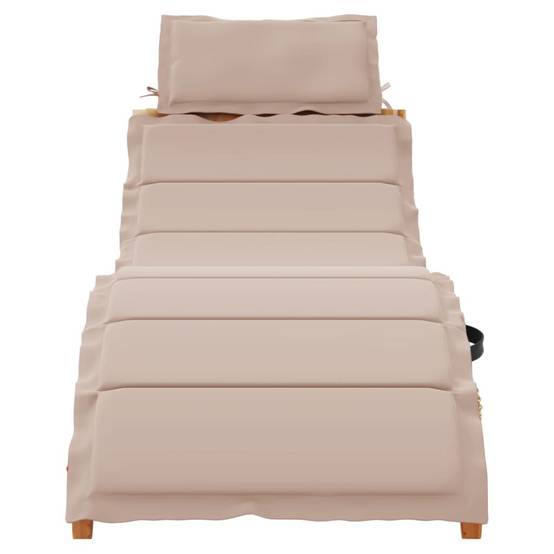 Bain de soleil - Transat avec coussin taupe bois d'acacia solide HL114 - Image 3
