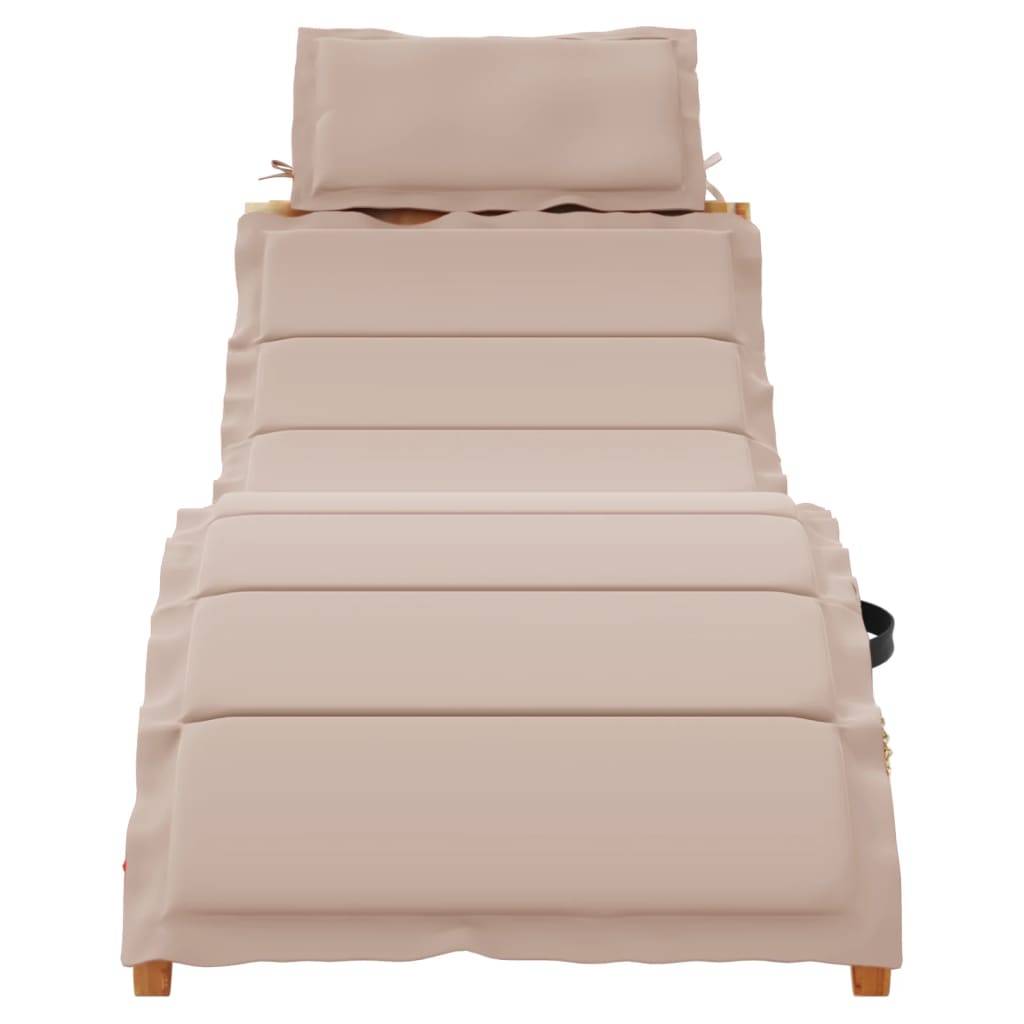 Bain de soleil - Transat avec coussin taupe bois d'acacia solide HL114 - Image 3