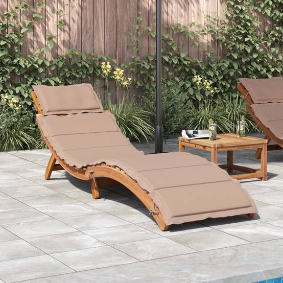 Bain de soleil - Transat avec coussin taupe bois d'acacia solide HL114 - Image 2