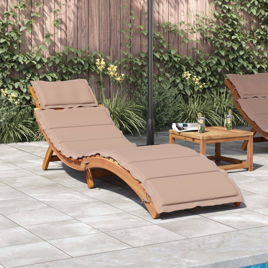 Bain de soleil - Transat avec coussin taupe bois d'acacia solide HL114 - Image 2