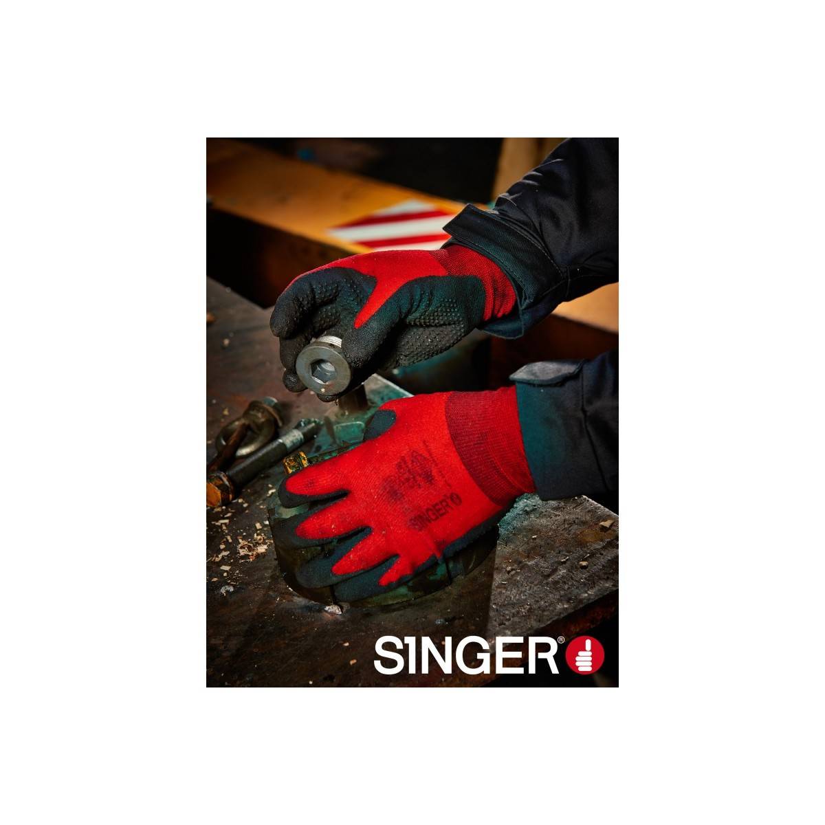 Gant MANUTENTION milieu humide SINGER Taille 9 tricoté Polyamide Enduction PVC + picots - Imagen 3