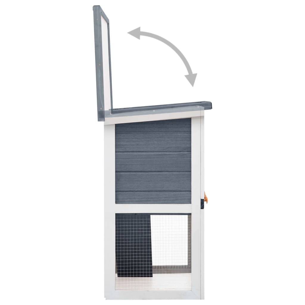 Clapier à lapin en bois avec rampe d'accès pour jardin Gris 90cm – ComfortXL Outdoor Living - Image 5