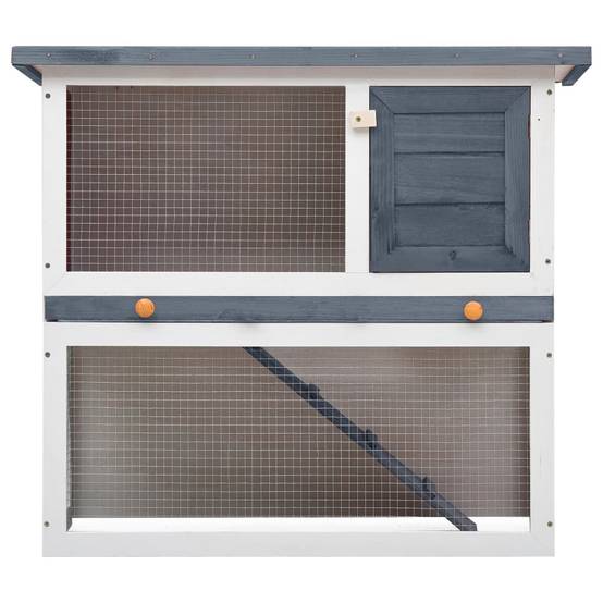 Clapier à lapin en bois avec rampe d'accès pour jardin Gris 90cm – ComfortXL Outdoor Living - Image 3