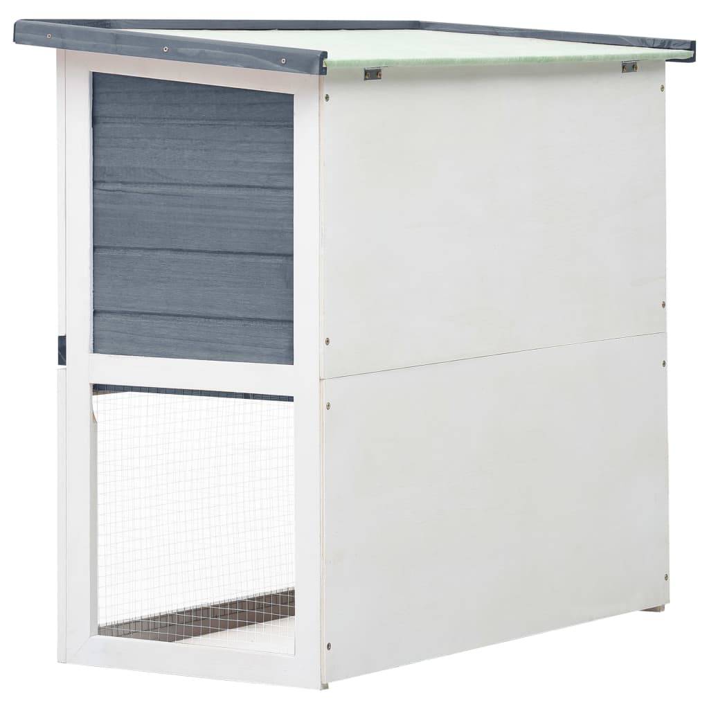 Clapier à lapin en bois avec rampe d'accès pour jardin Gris 90cm – ComfortXL Outdoor Living - Image 4