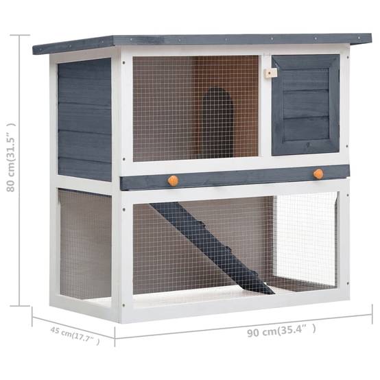 Clapier à lapin en bois avec rampe d'accès pour jardin Gris 90cm – ComfortXL Outdoor Living - Image 7