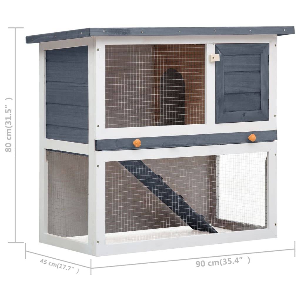 Clapier à lapin en bois avec rampe d'accès pour jardin Gris 90cm – ComfortXL Outdoor Living - Image 7