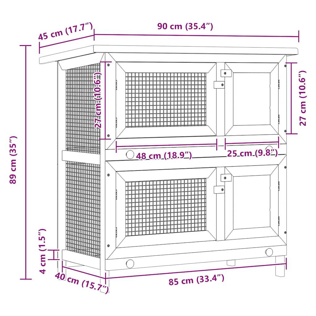 Vidaxl - Clapier d'extérieur 4 portes Rouge Bois vidaXL 170836 - Imagen 2
